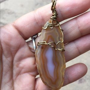 Natural agate slice necklace